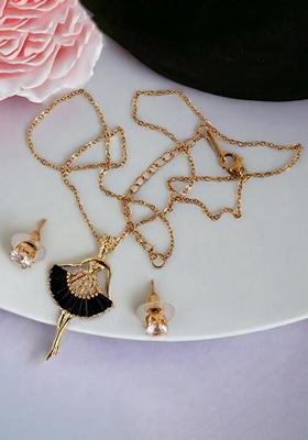 Gold Studded Gold Plated Necklace Set
