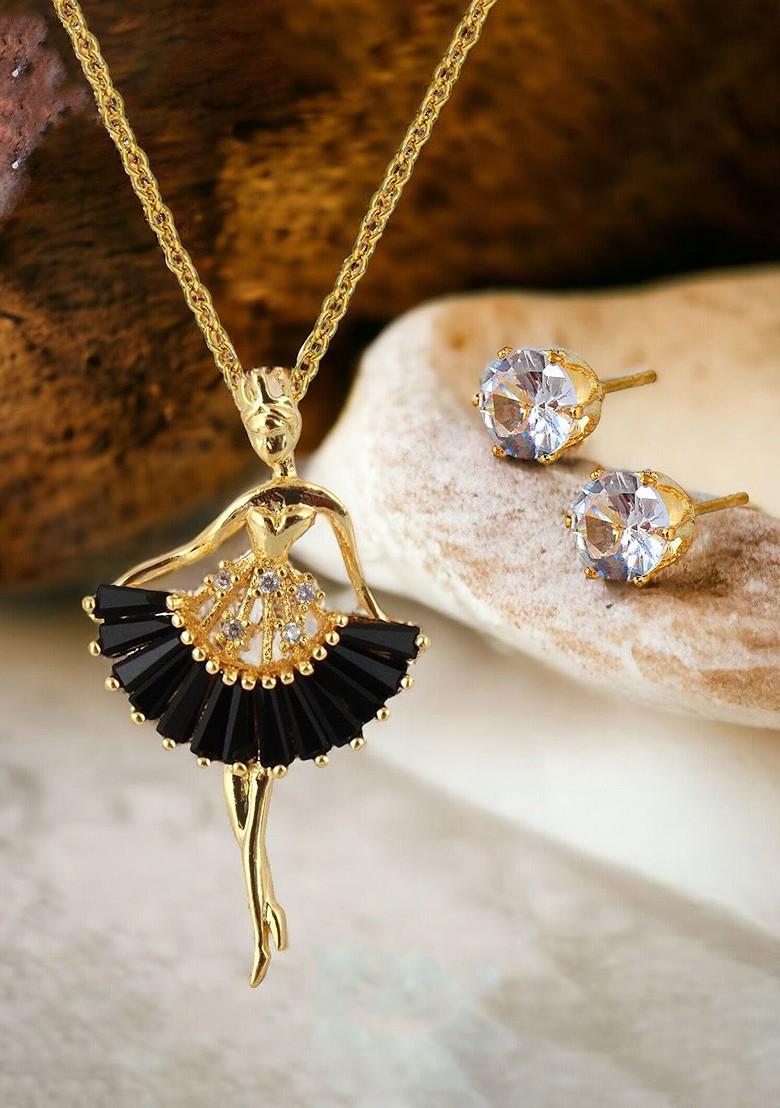 Gold Studded Gold Plated Necklace Set