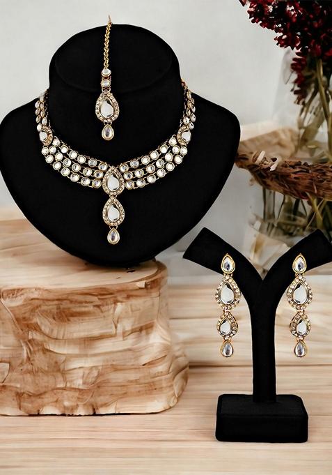Gold Kundan Gold Plated Necklace Set