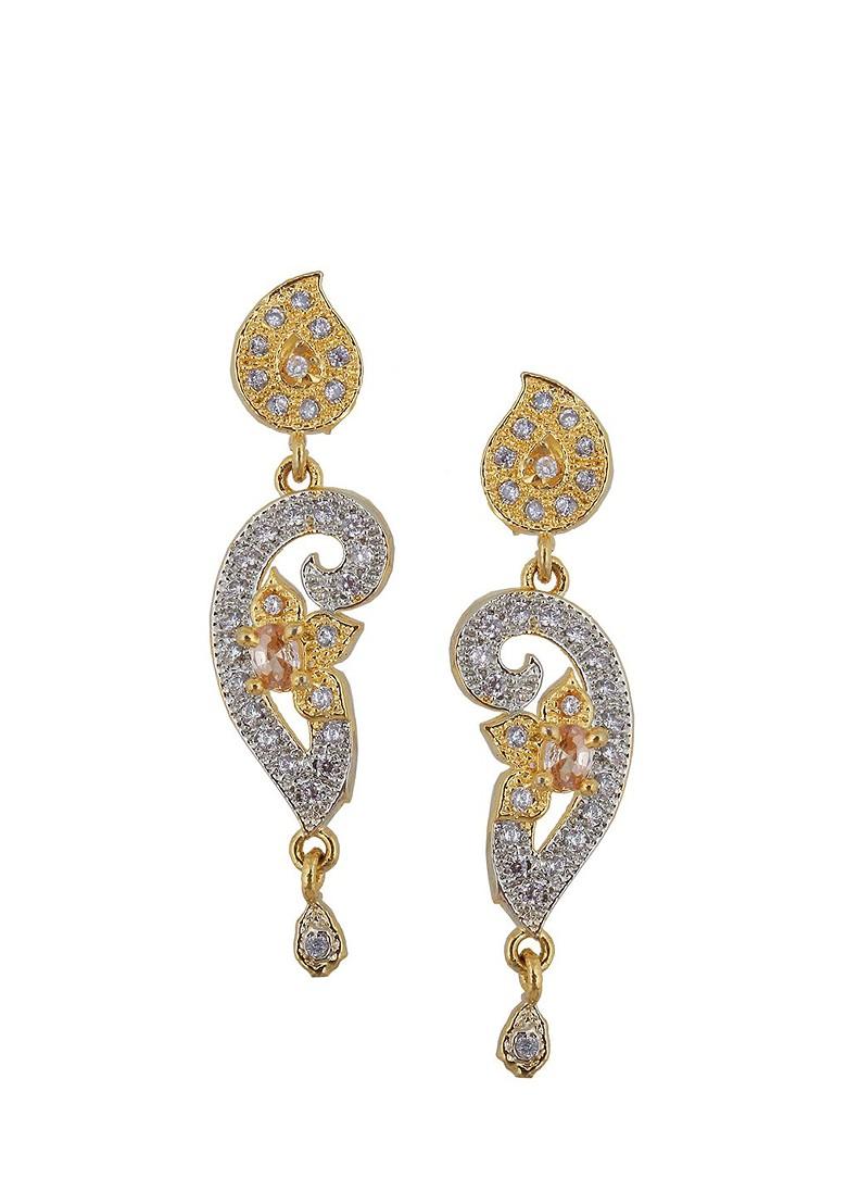 White American Diamond Gold Plated Necklace Set