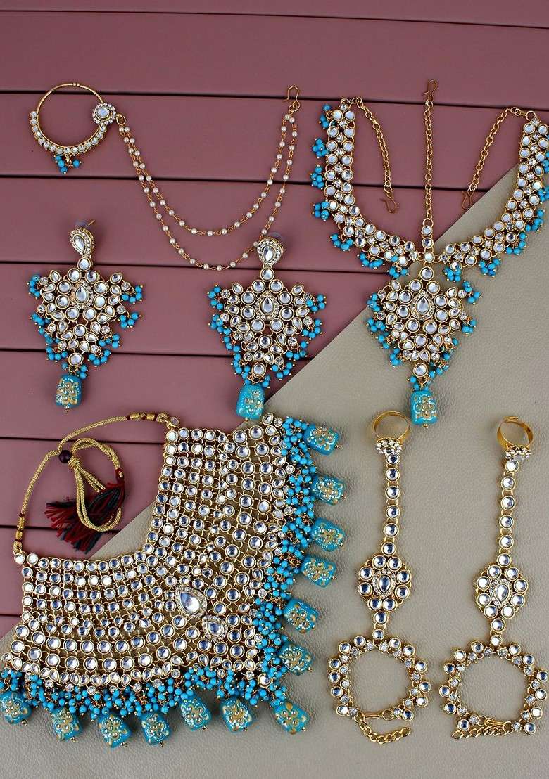 Gold Kundan Gold Plated Necklace Set - Indya