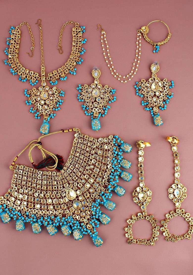 Gold Kundan Gold Plated Necklace Set - Indya
