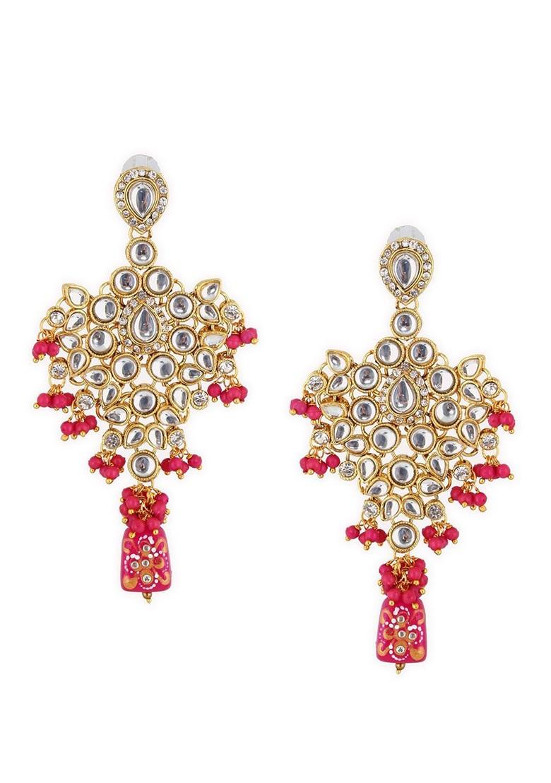 Gold Studded Gold Plated Necklace Set