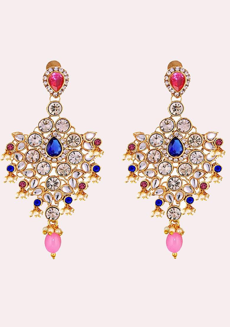 Pink Studs Gold Plated Necklace Set