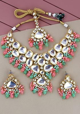Gold Kundan Gold Plated Necklace Set