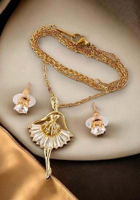 Gold Studded Gold Plated Necklace Set