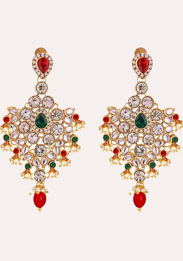 Gold Studded Gold Plated Necklace Set