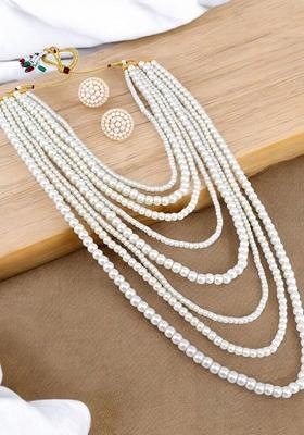 Gold Beaded Gold Plated Necklace Set