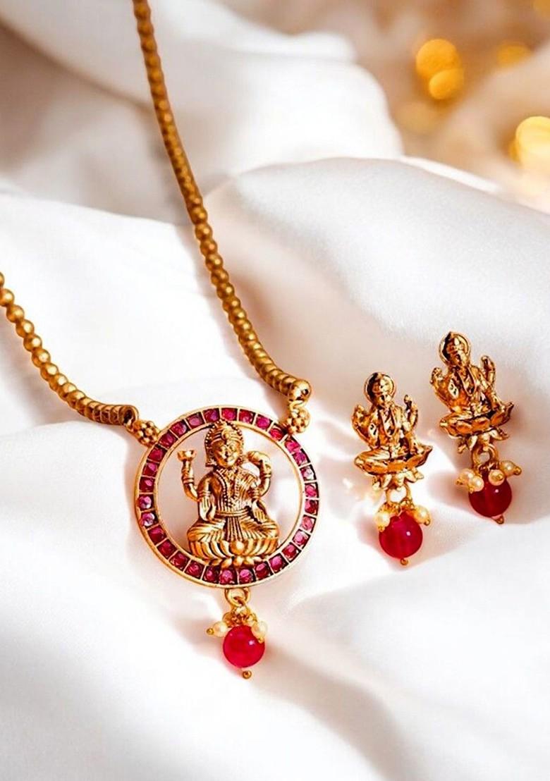 Gold Studded Gold Plated Necklace Set