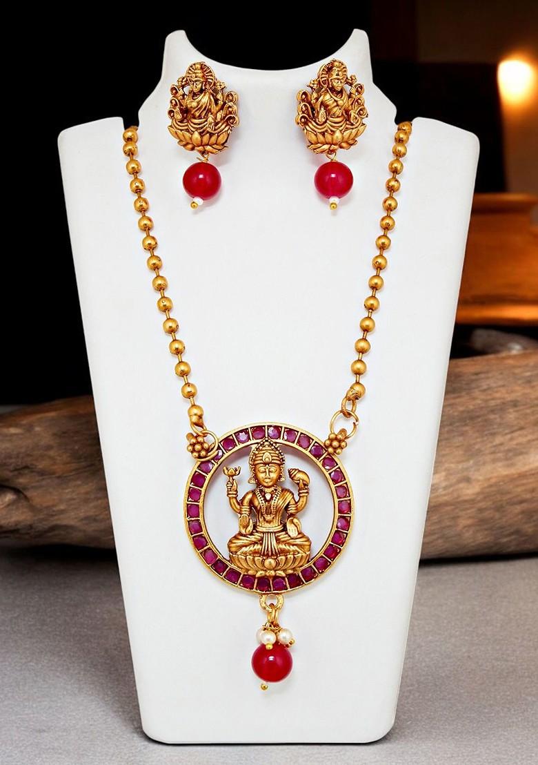 Gold Studded Gold Plated Necklace Set