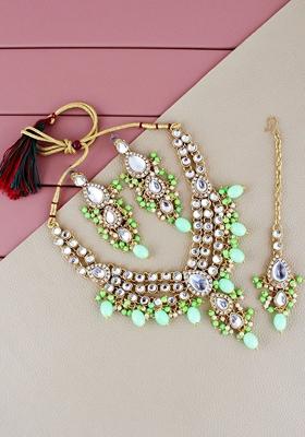 Gold Studs Gold Plated Necklace Set