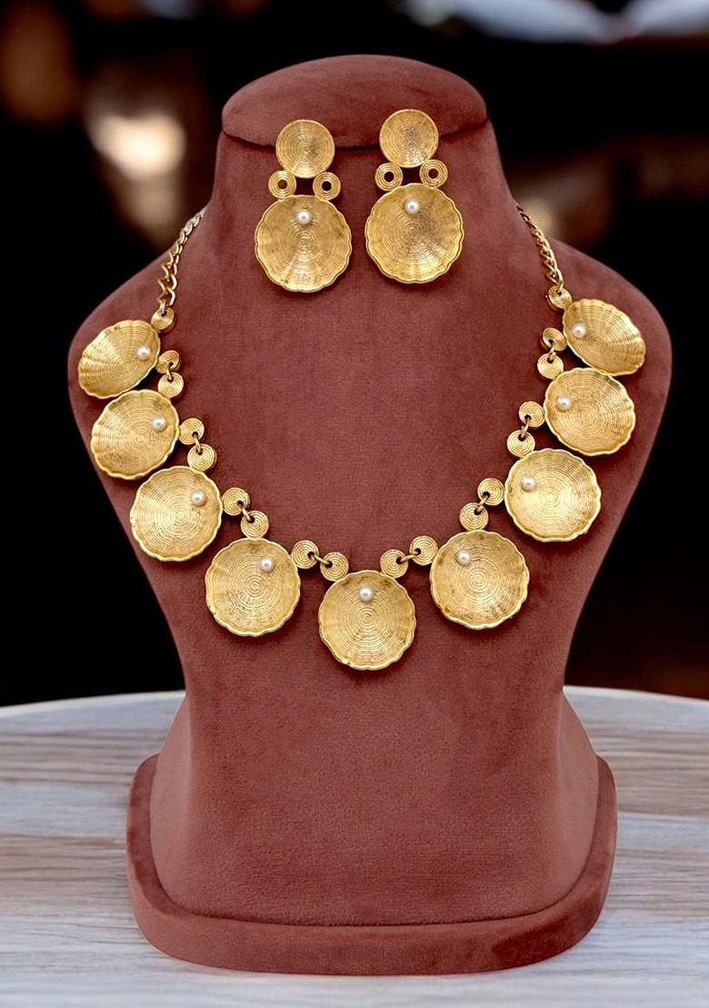 Gold Studs Gold Plated Necklace Set