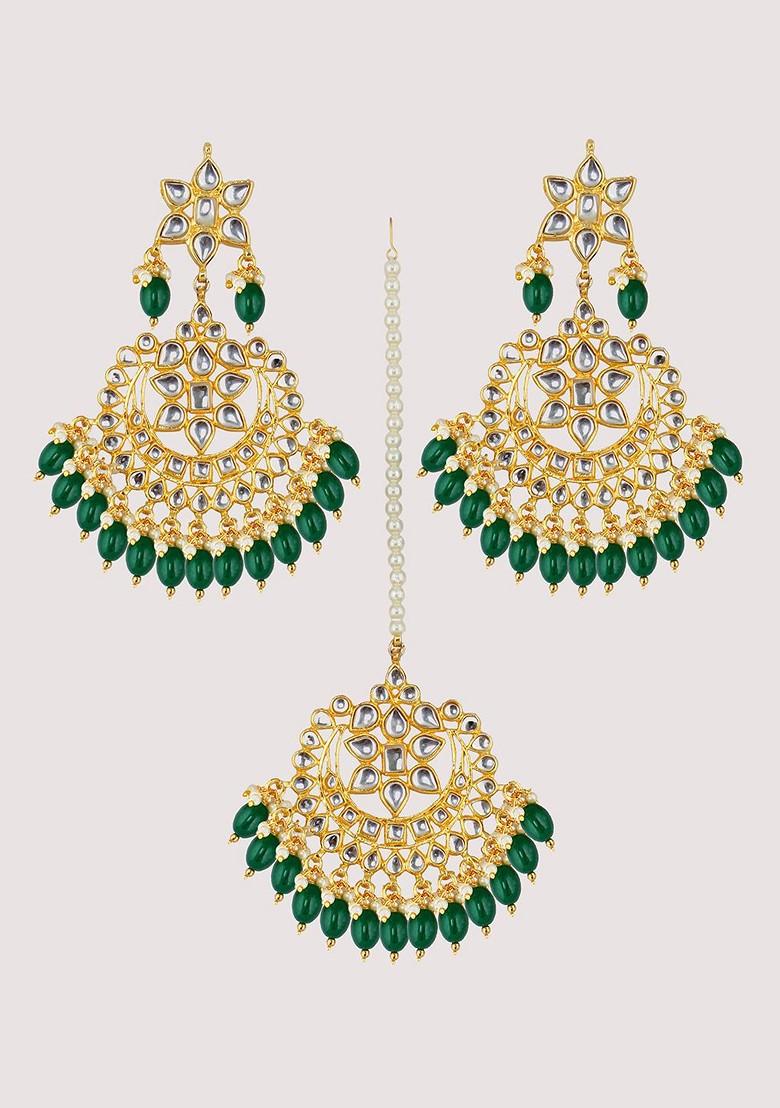 Green Kundan Gold Plated Necklace Set