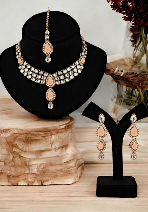 Gold Kundan Gold Plated Necklace Set
