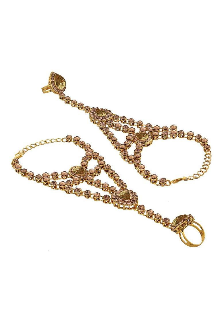 Gold Studded Gold Plated Necklace Set