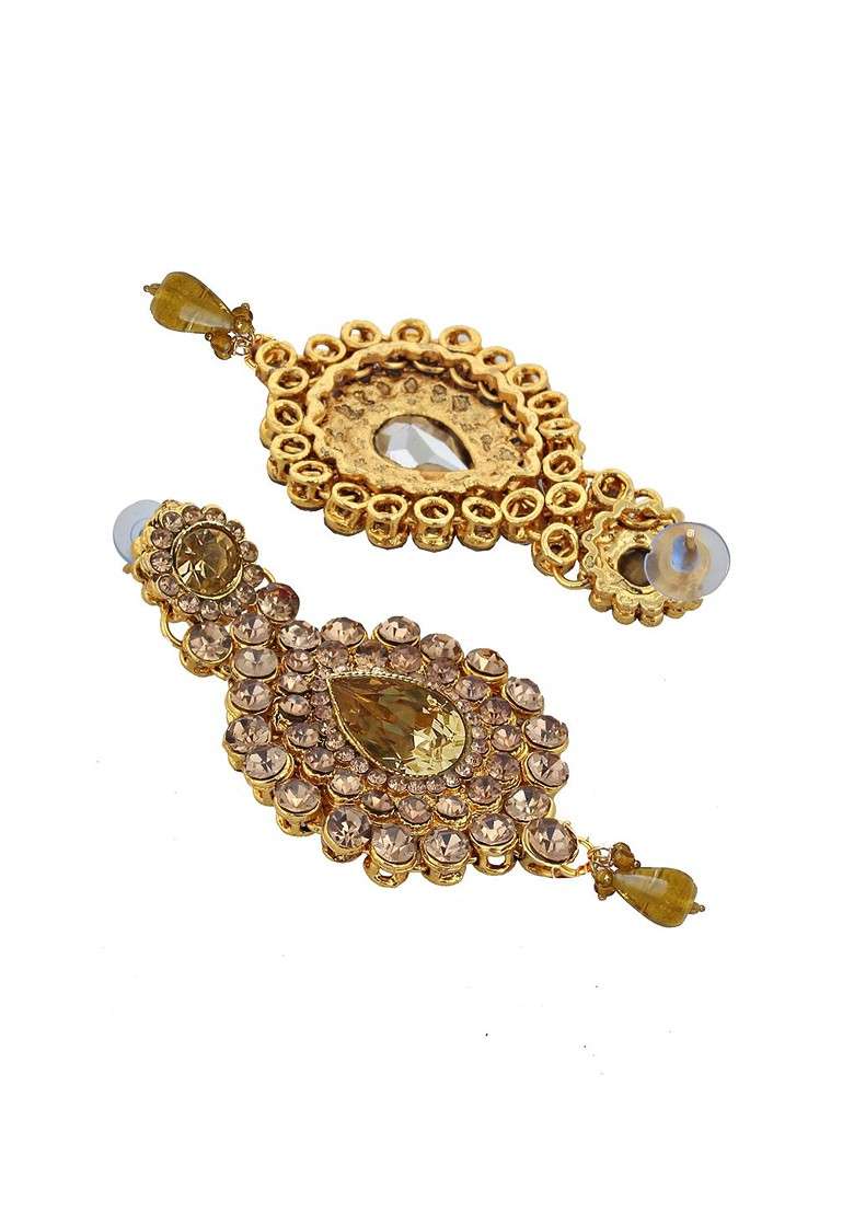Gold Studded Gold Plated Necklace Set - Indya