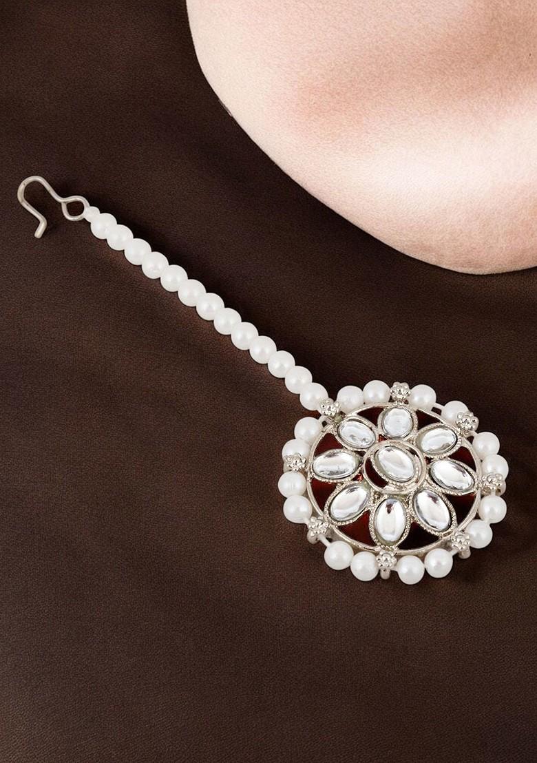 Silver Kundan Silver Plated Necklace Set