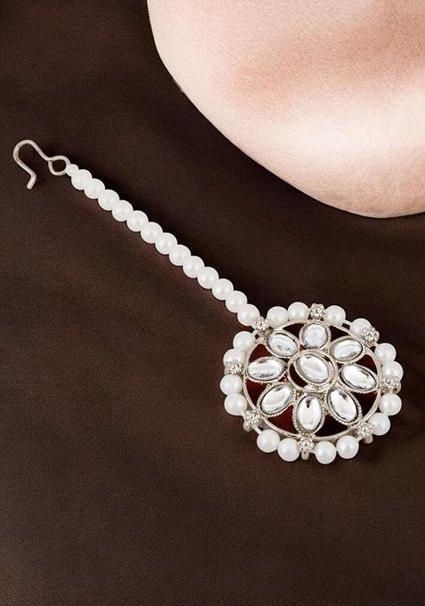 Silver Kundan Silver Plated Necklace Set