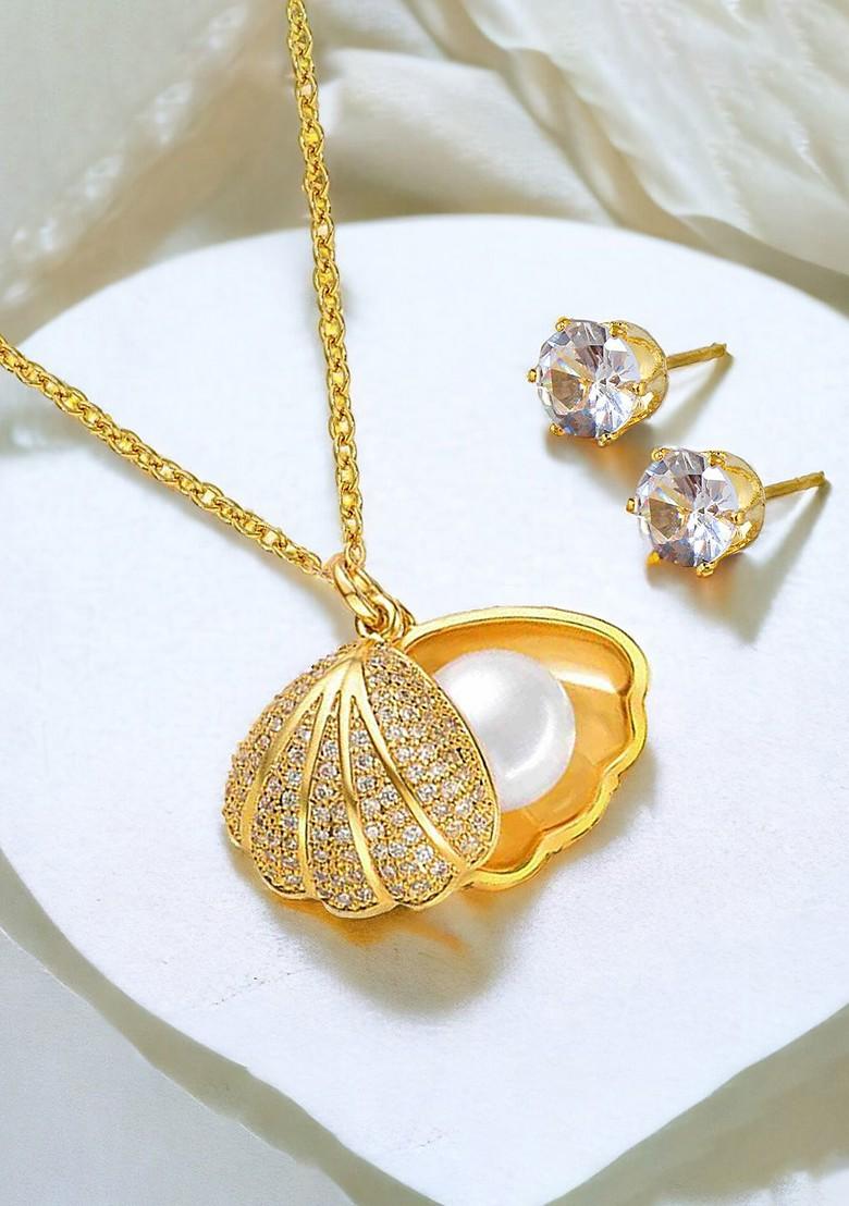 Gold American Diamond Gold Plated Necklace Set