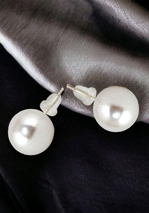 Silver Studded Silver Plated Necklace Set