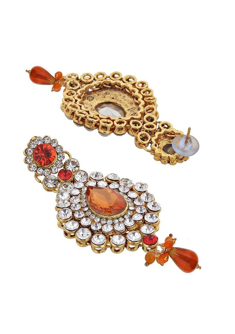 Gold Studded Gold Plated Necklace Set - Indya