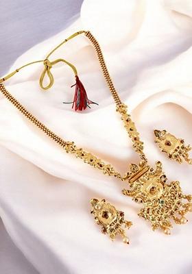 Gold Studded Gold Plated Necklace Set