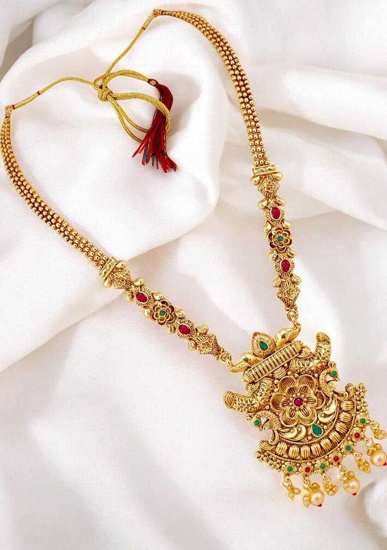 Gold Studded Gold Plated Necklace Set