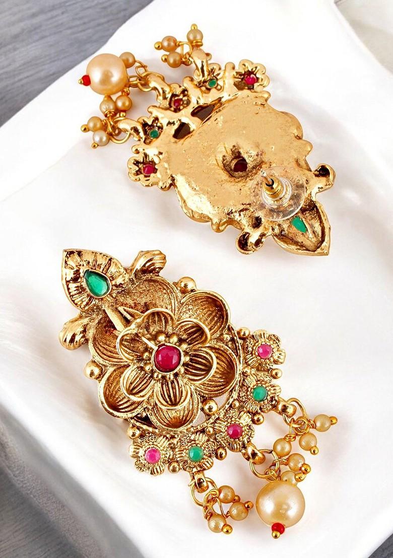 Gold Studded Gold Plated Necklace Set