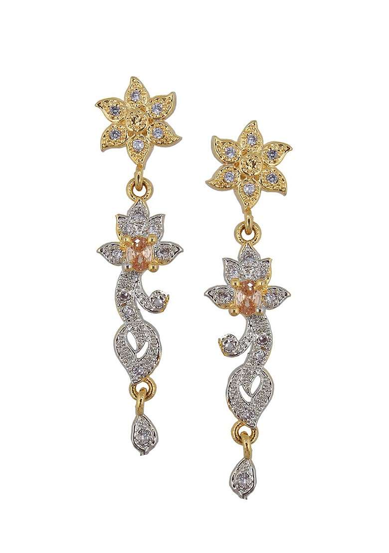 White American Diamond Gold Plated Necklace Set - Indya