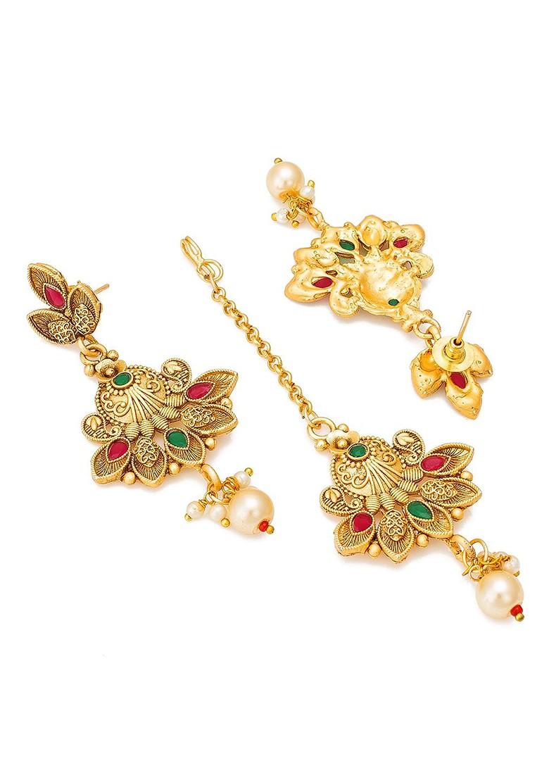 Red And Gold Toned Ruby Choker Jewellery Set