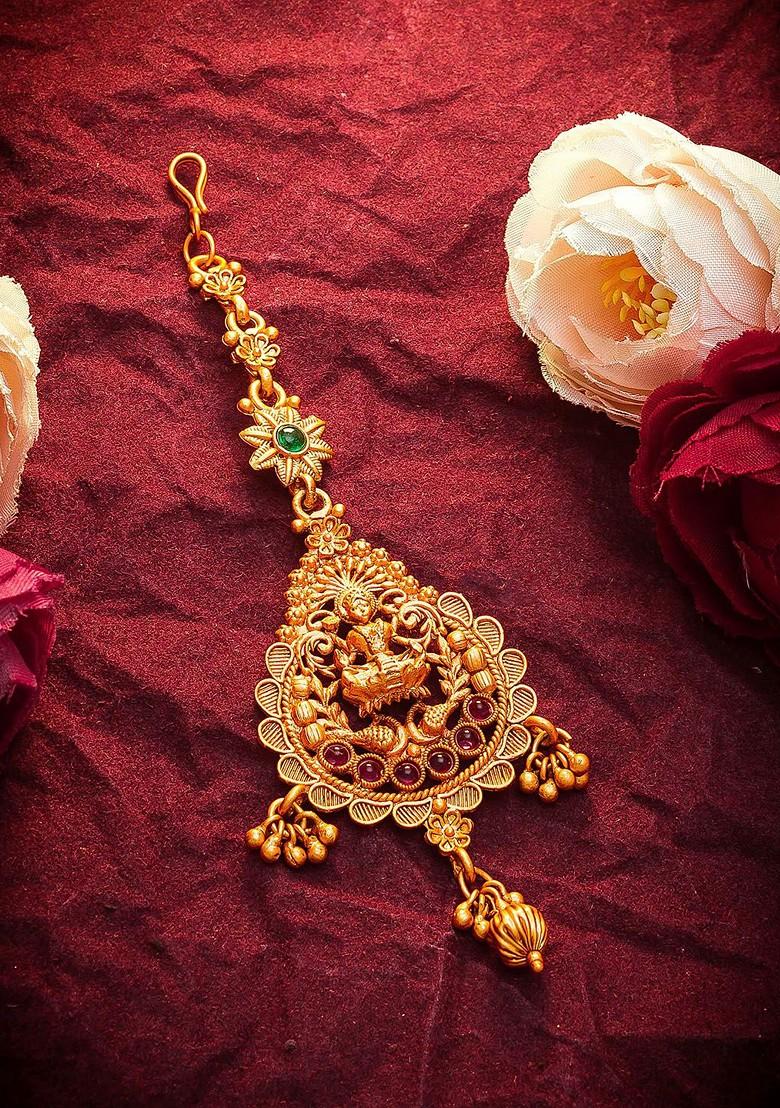 Gold Toned American Diamond Maangtikka