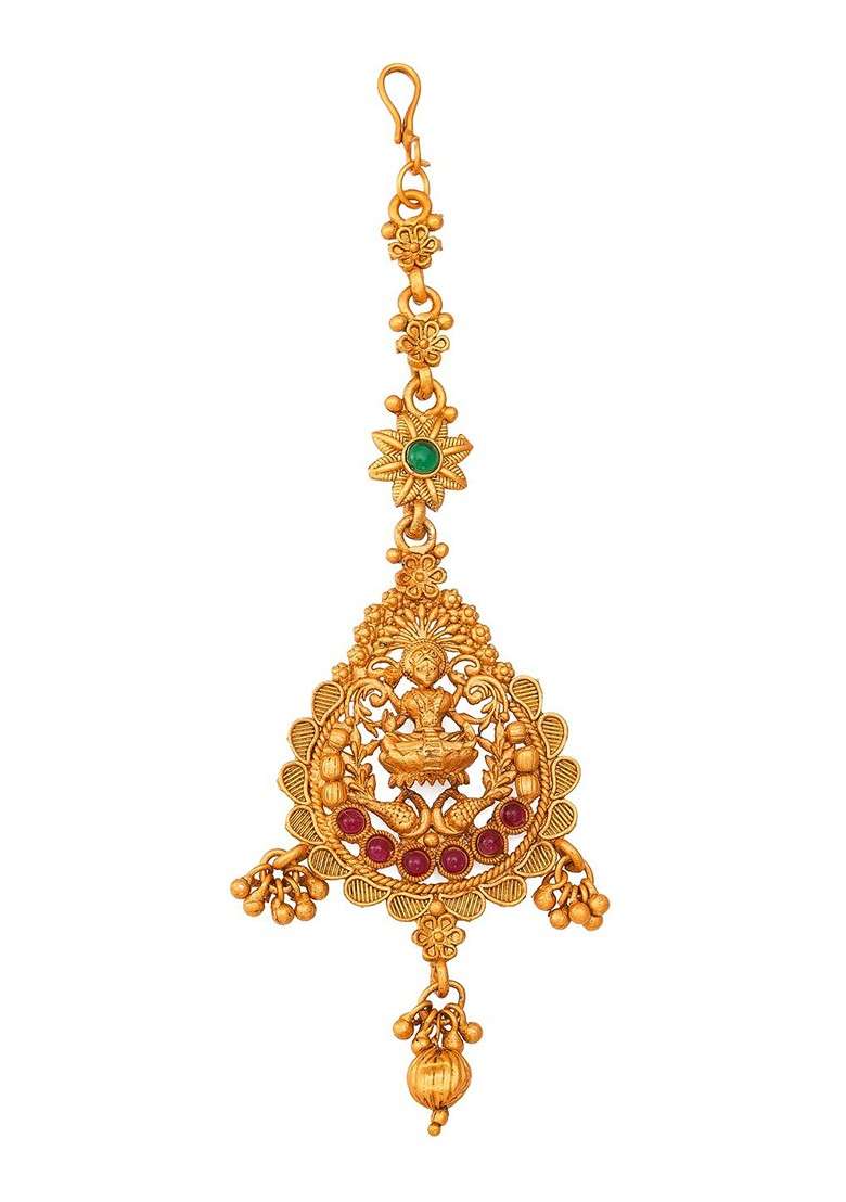 Gold Toned American Diamond Maangtikka - Indya