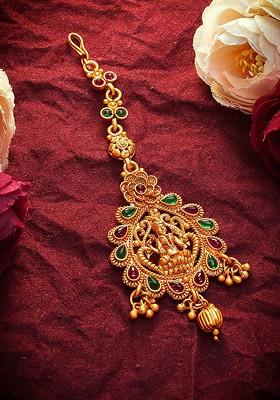 Gold Toned American Diamond Maangtikka