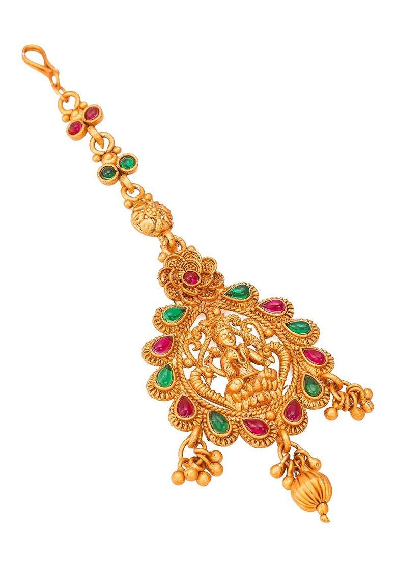 Gold Toned American Diamond Maangtikka - Indya