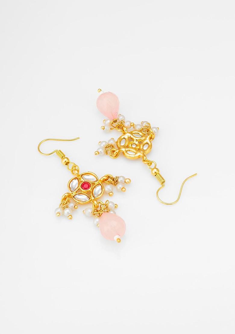 Gold Plated Kundan Studded And Beaded Jewellery Set