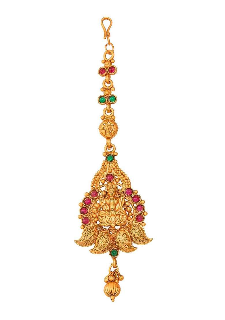 Gold Toned American Diamond Maangtikka - Indya