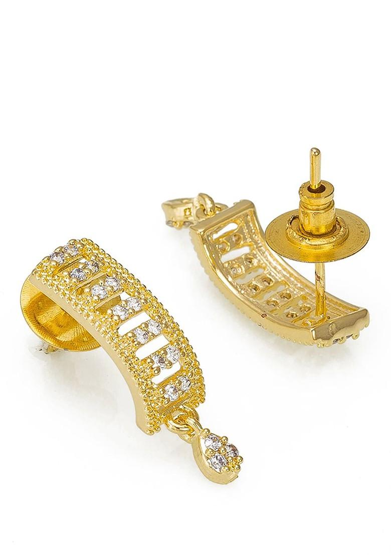 Gold And Black American Diamond Mangalsutra With Earrings