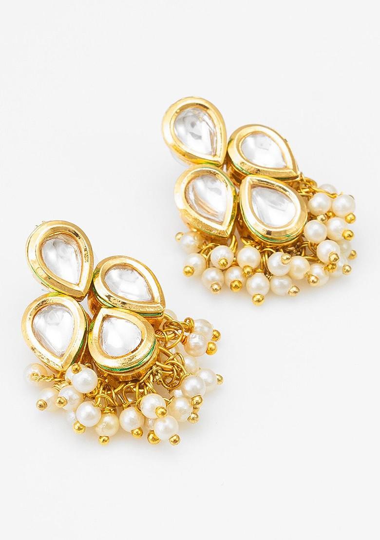 Gold Plated Kundan Studded And Beaded Jewellery Set