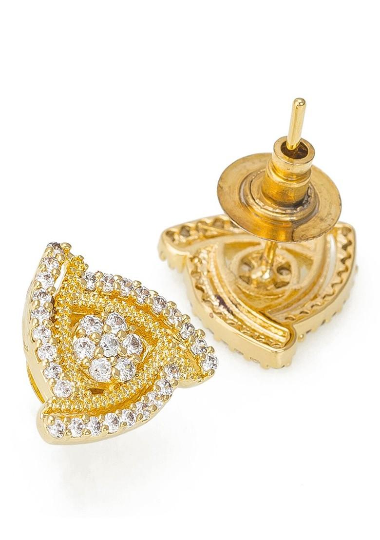 Gold And Black American Diamond Mangalsutra With Earrings