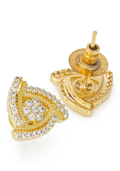 Gold And Black American Diamond Mangalsutra With Earrings