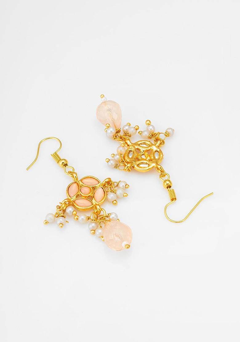 Gold Plated Kundan Studded And Beaded Jewellery Set