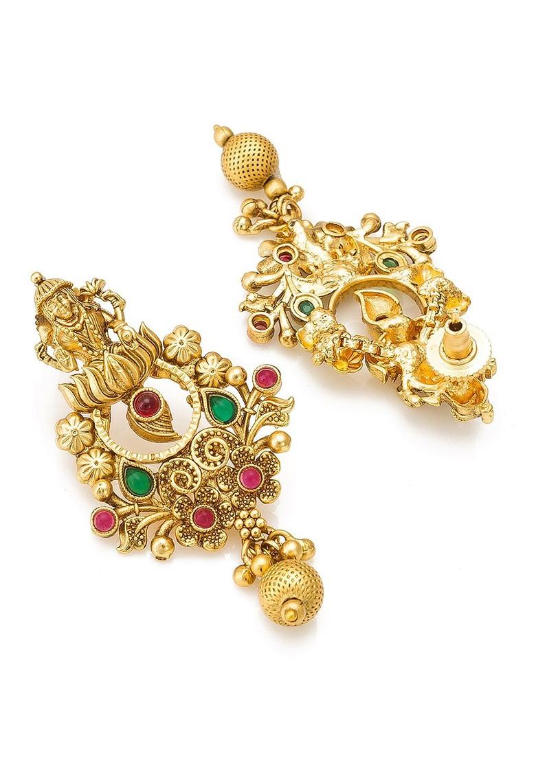 Stones Studded And Beads Beaded Temple Jewellery Set