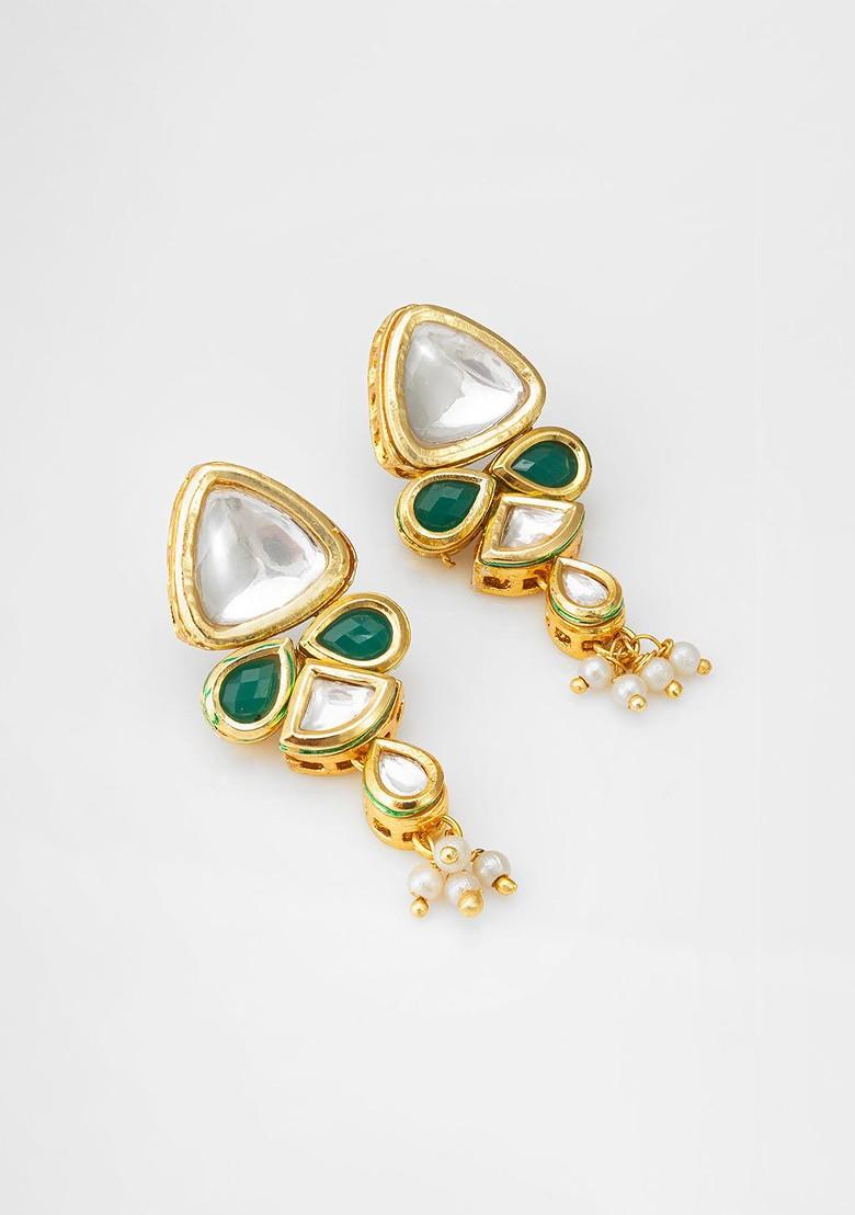 Gold Plated Kundan Studded And Beaded Jewellery Set