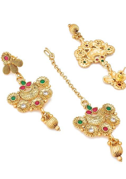 Gold Plated Stone Studded Choker Jewelry Set