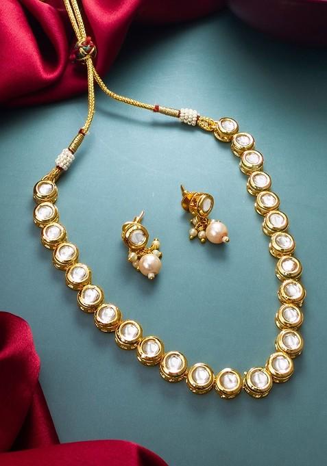 Gold Plated Stones Studded Jewellery Set
