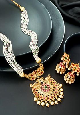 Gold Plated Pearl Matinee Jewellery Set