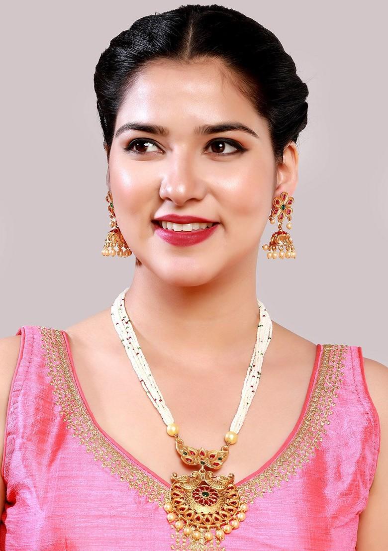 Gold Plated Pearl Matinee Jewellery Set