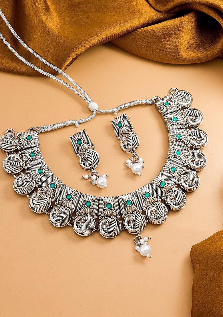 Silver Sterling Silver Beaded Choker Jewellery Set