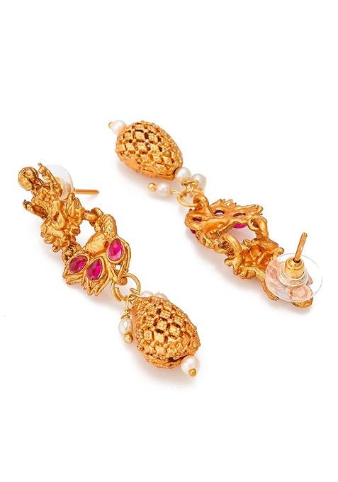Gold Toned Temple Pearls Jewellery Set