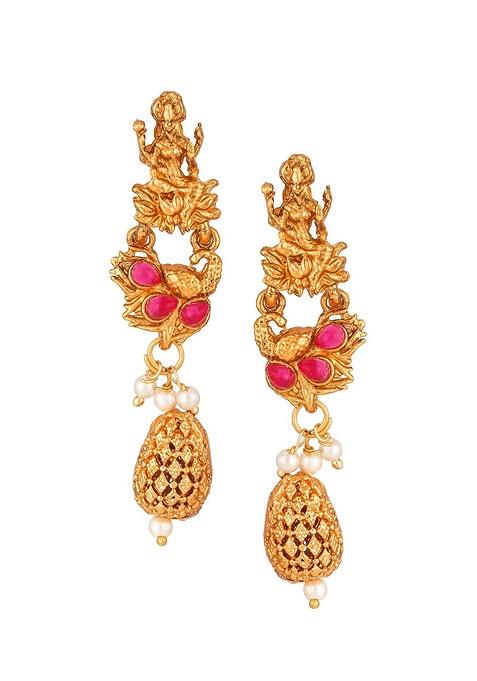 Gold Toned Temple Pearls Jewellery Set